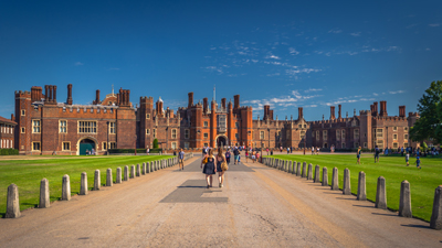 Hampton Court Palace grounds tourists visiting